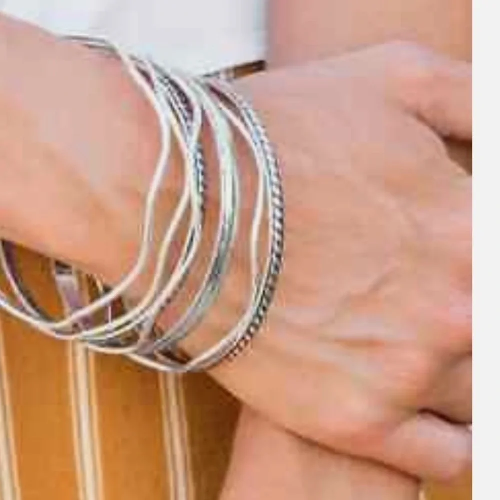Bracelets Bundle of Three Silver Adjustable Bling Rhinestone Size New